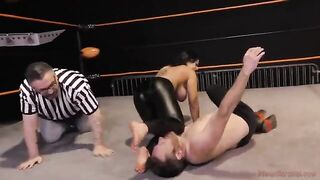 Nadia White, the busty brunette, dominates Glenn King in a fierce face-sitting match
