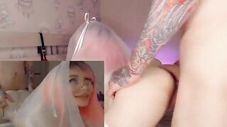 Cheating bride gets cum on her Ahegao face by best man