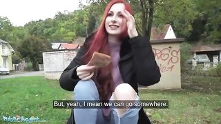 A Northern Lass gets caught in a daring public encounter by the Public Agent