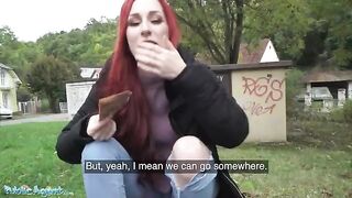 A Northern Lass gets caught in a daring public encounter by the Public Agent