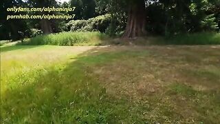 Busty British MILF takes a big facial in the countryside