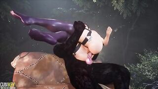 Wild anal sex with a huge monster cock