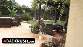 Fit stepdaughter lets pervert dad jerk and fuck her pussy