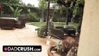 Fit stepdaughter lets pervert dad jerk and fuck her pussy