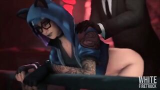Hentai compilation with a lynx from the Fortnite universe in 3D