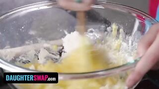 Two daughters share a pie and a stepfather in a taboo scene