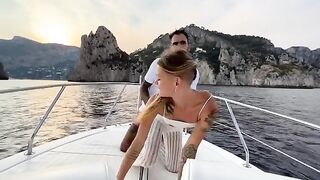 Date night on a boat turns into wild sex on the deck with the captain and crew watching