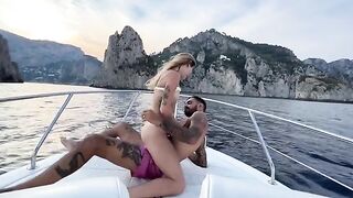 Date night on a boat turns into wild sex on the deck with the captain and crew watching