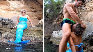 I was sailing with my friends and a mermaid slut came to fuck