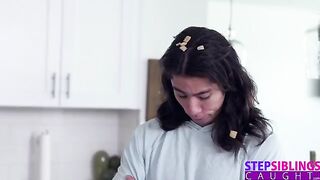 The guy is fucking his hot stepsister Kyler Quinn in the kitchen