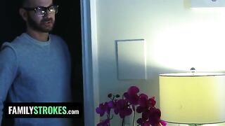 Redhead stepdaughter Vanna Bardot gets intimate with her stepdad in a taboo scene