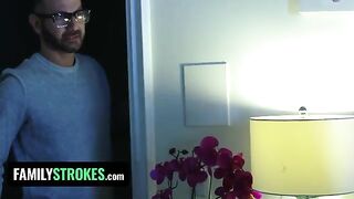 Redhead stepdaughter Vanna Bardot gets intimate with her stepdad in a taboo scene