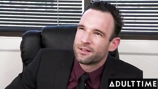 The naughty secretary April Olsen gets fucked hard by her boss in the office