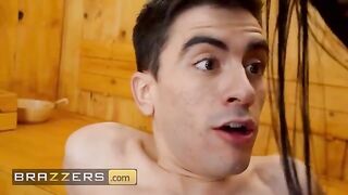 Blondie Fesser and Sara Retali catch a peeping tom in a steamy sauna scene