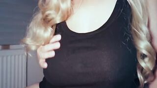 Slapping tits and breast slapping sex with an amateur chubby wife