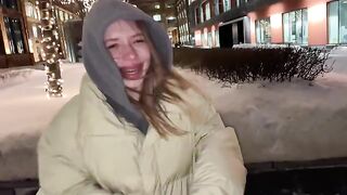 Babe from the street, no condom, great sex and a lot of cum in her mouth