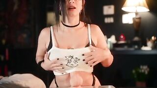 Goth slut rides huge dildo from Adam & Eve’s new toy