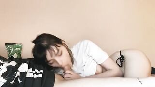 A beautiful girl has a hot blowjob every morning