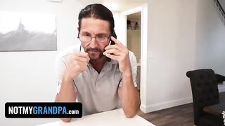 Blonde stepdaughter Britt Blair gets spanked by her stepdad