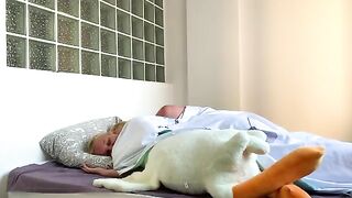 Stepbrother calmed down his stepsister after a nightmare