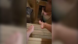 This guy masturbates while in sauna... I went there and sucked him until he came