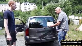 Outdoor sex with a horny German guy and his impressive tool in public place
