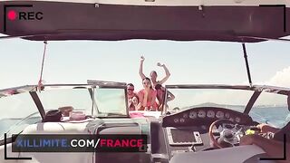 Hot curvy cougar is having sex on the yacht