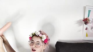 Pretty girl EmmaFiore does a blowjob parody