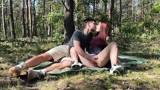 Amateur couple having passionate sex right in the park, no shame