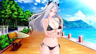 Huge tits Waifu Prinz Eugen rides cock in POV style