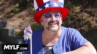 Ariella Ferrera, huge tits MILF, enjoys a passionate 4th of July orgy