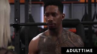 The muscle guy stuffed the round ass of ebony beauty Zaawaadi with his huge cock in hardcore action