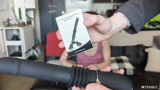 The cutie is testing a new sex toy from Lovenote 