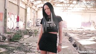 Brunette teen Deborah Diamond gets fucked in public without shame