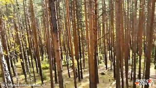 Girl was fucking in the woods and got her pussy cum on it