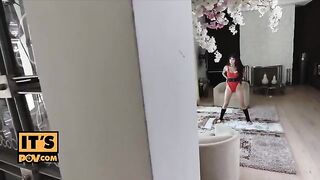 The mistress of step daddy fucked her juicy pussy with his cock in POV