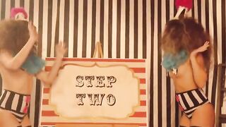 The clowns are having fun with Riley, Ryan, and Ruby in this Halloween-themed scene