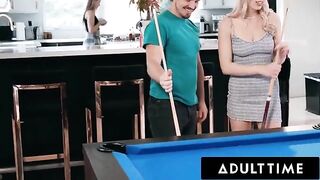 Roommates Paige Owens and Kay Lovely fuck with stud