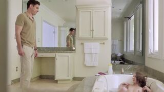 Step sister gives her honest opinion on stepbrother's big dick in the bath