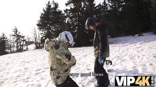 The skier picked up a girl and fucked her hard