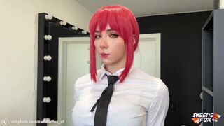 Submissive pleases dominant Makima with hard sex and dirty talk