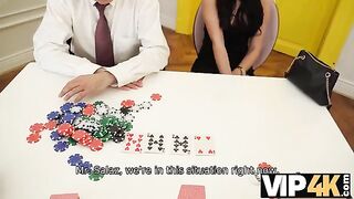 The girl lost a poker game and had to pay the price