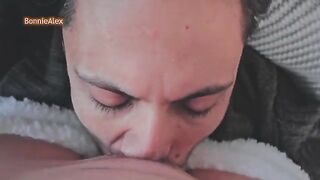 The guy caressed his sleeping beauty in sexy pajamas passionately