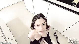 Pervert stepbrother fucked Little Caprice in the mouth