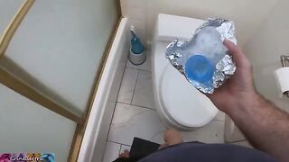 The stepmom helps her stepson to get a sperm sample