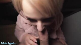 Public Agent picks up short haired blonde teen at bus stop