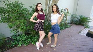 Step daughters Aliya Brynn and Jackie Rogen get dad's cumswap