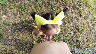 Beautiful Japanese girl has sex with her lover in the romantic setting