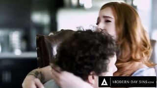 Petite redhead Madi Collins gets fucked mid-air in a daring stunt