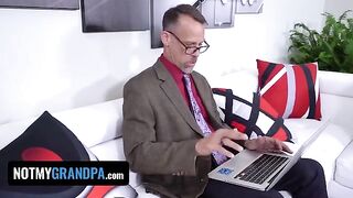 Madi Collins, cute ginger redhead, gets fucked by old pervert in taboo roleplay